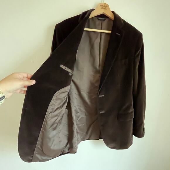 Banana Republic Brown Velvet Blazer Sport Coat SZ 40R Suit Jacket 2 Button EUC - Picture 7 of 14